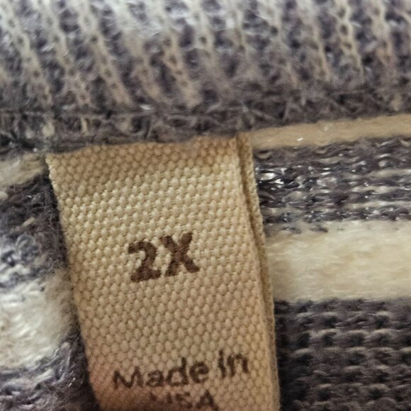 Soft Surroundings Womens 2X Gray White Stripe Sweater Long Sleeve Button Accent - Picture 7 of 9